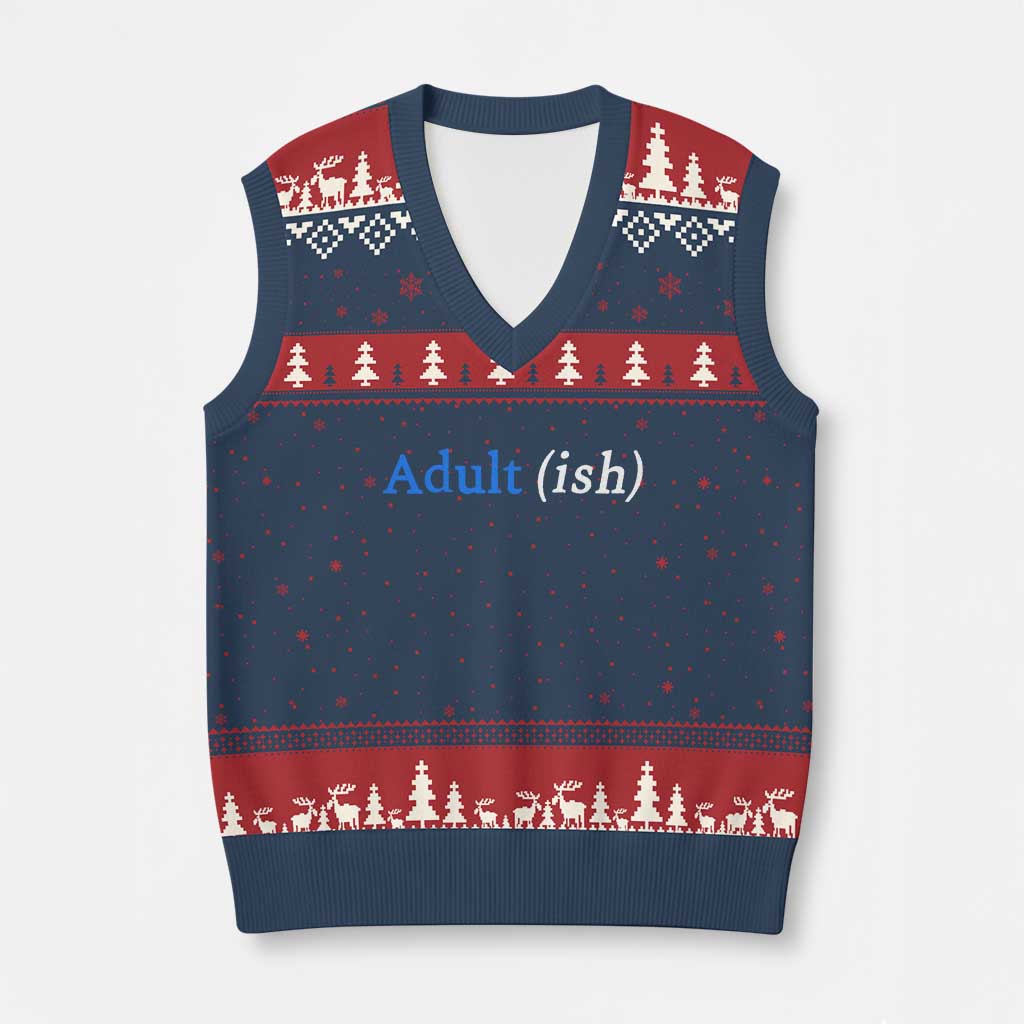Funny Adultish Adult Sarcasm 18th Birthday V-Neck Knit Sweater Vest