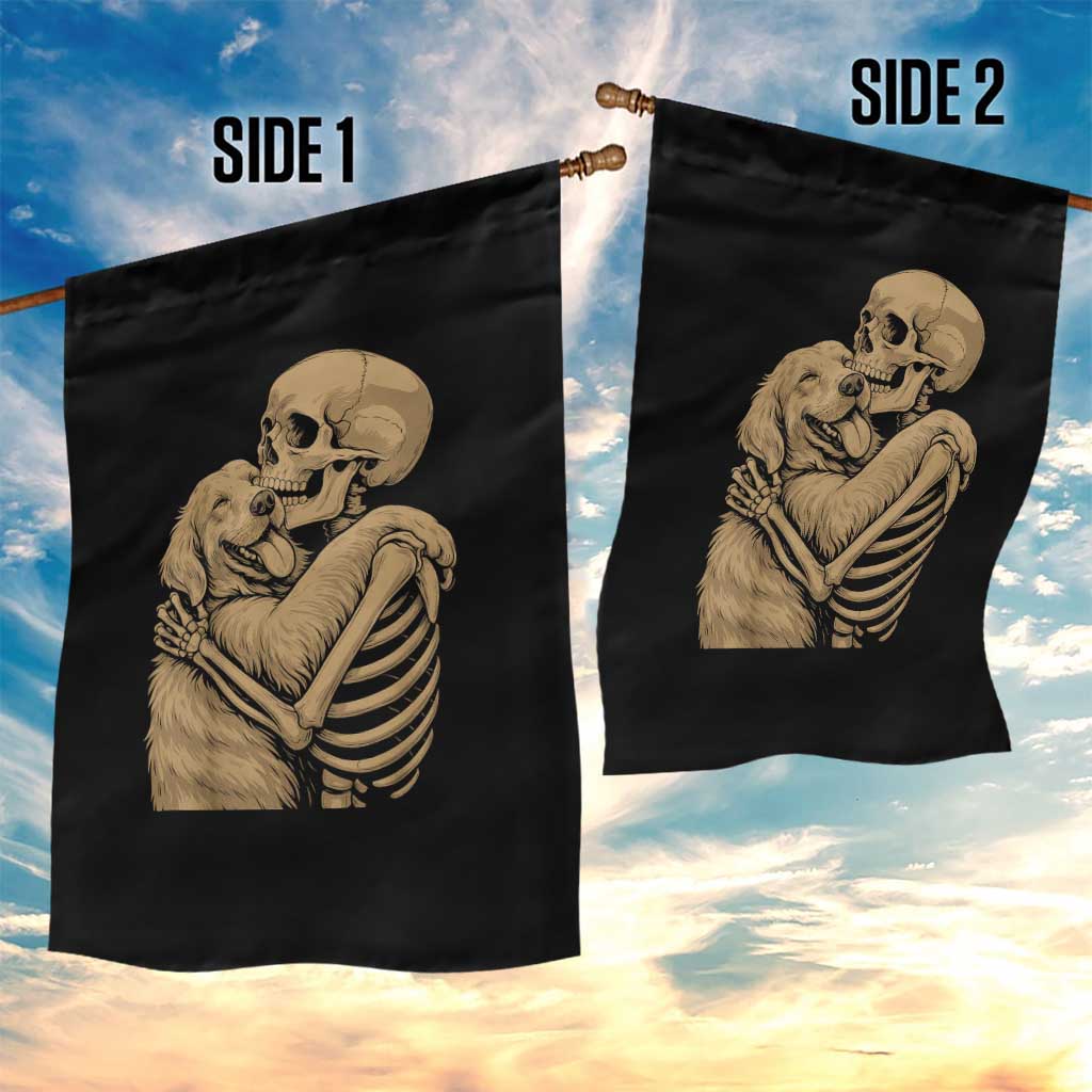Skeleton Hugging Dog Halloween Dog Lover Garden Flag - Wonder Print Shop