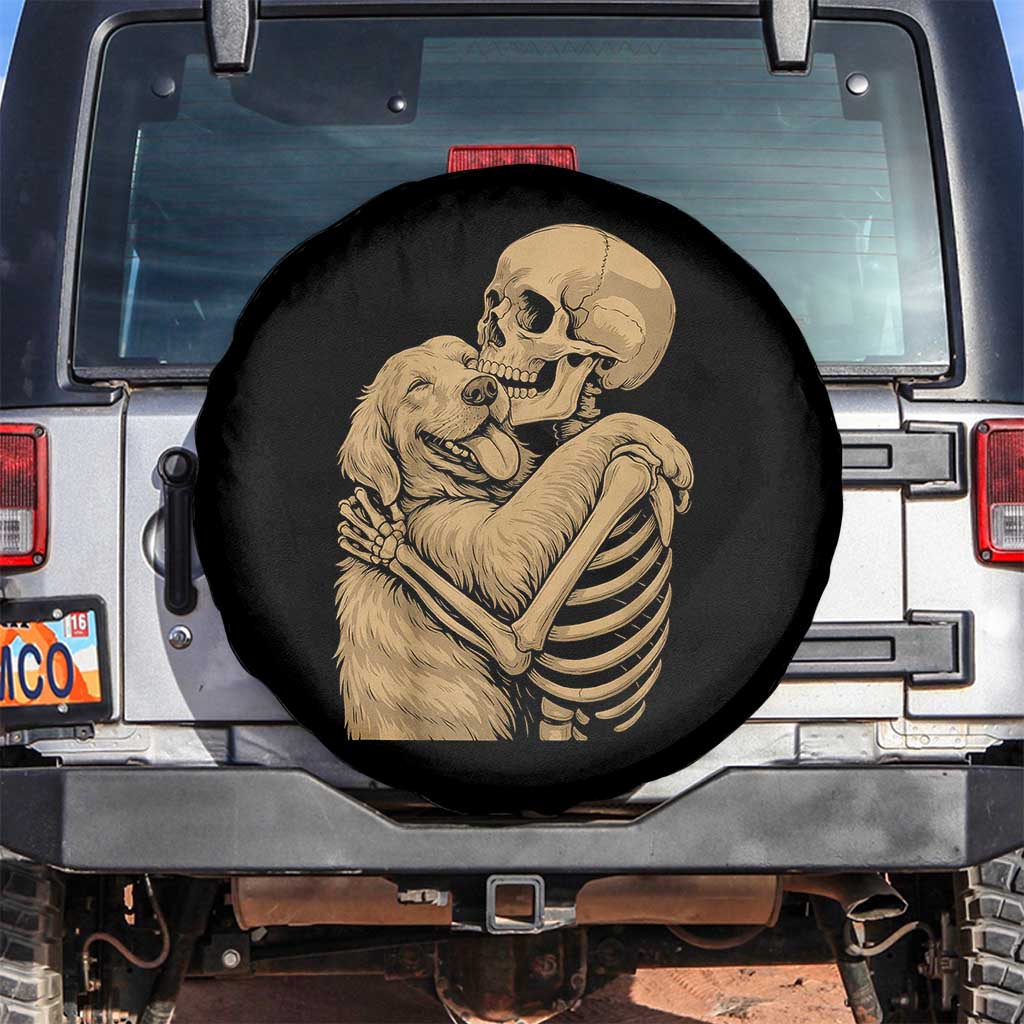 Skeleton Hugging Dog Halloween Dog Lover Spare Tire Cover - Wonder Print Shop