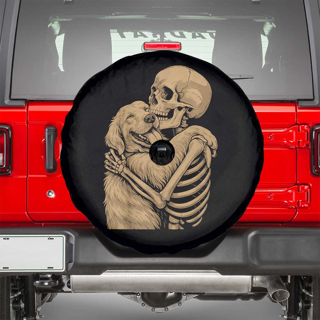 Skeleton Hugging Dog Halloween Dog Lover Spare Tire Cover - Wonder Print Shop