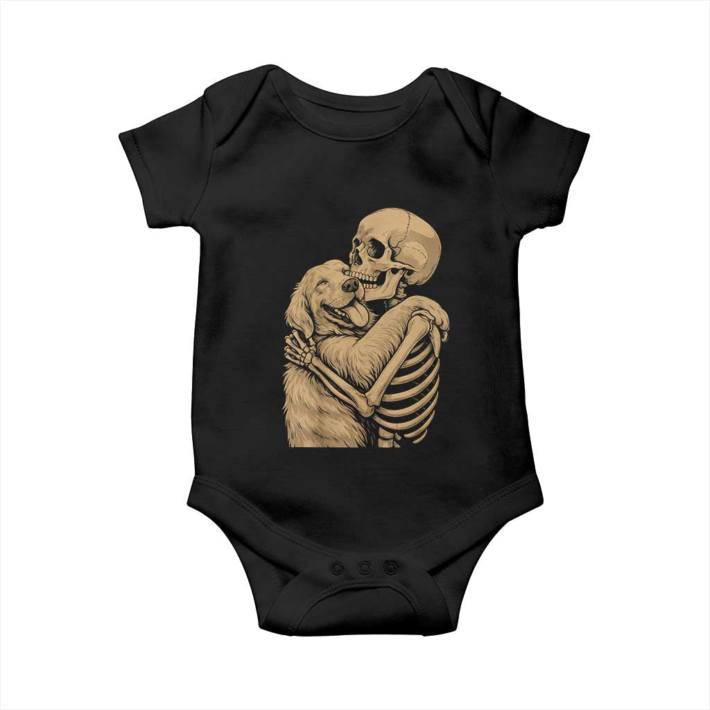 Skeleton Hugging Dog Halloween Dog Lover Baby Onesie - Wonder Print Shop