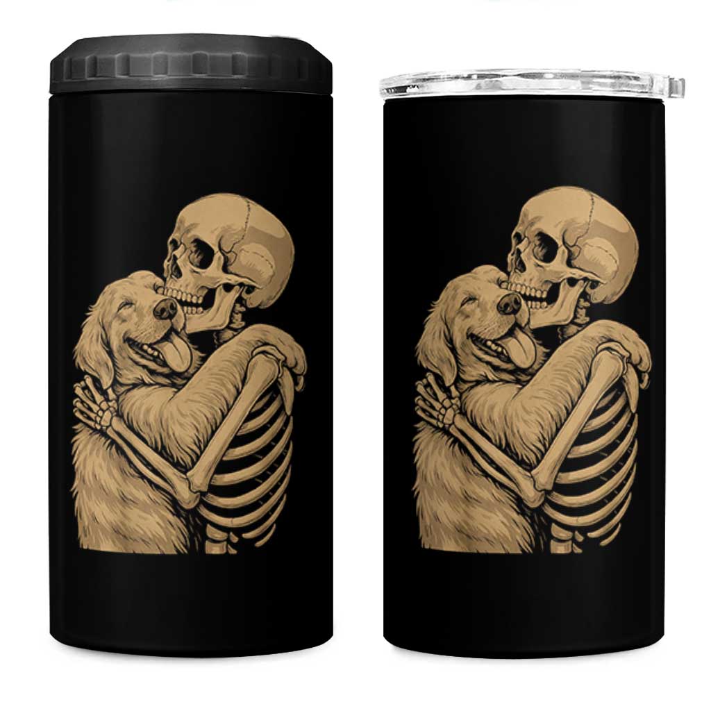 Skeleton Hugging Dog Halloween Dog Lover 4 in 1 Can Cooler Tumbler - Wonder Print Shop