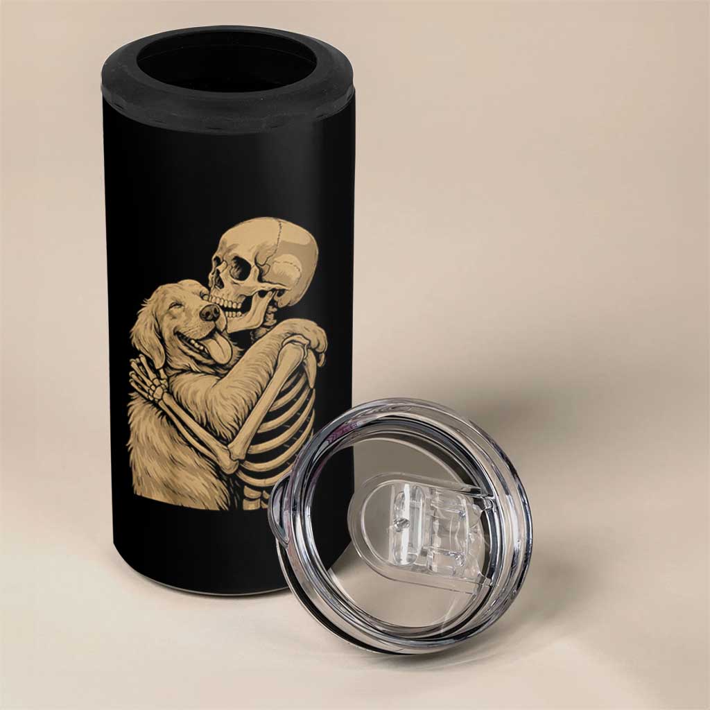 Skeleton Hugging Dog Halloween Dog Lover 4 in 1 Can Cooler Tumbler - Wonder Print Shop