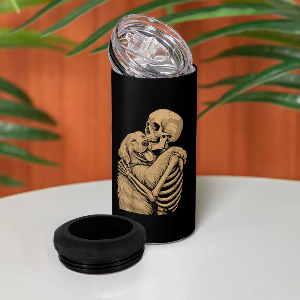 Skeleton Hugging Dog Halloween Dog Lover 4 in 1 Can Cooler Tumbler - Wonder Print Shop