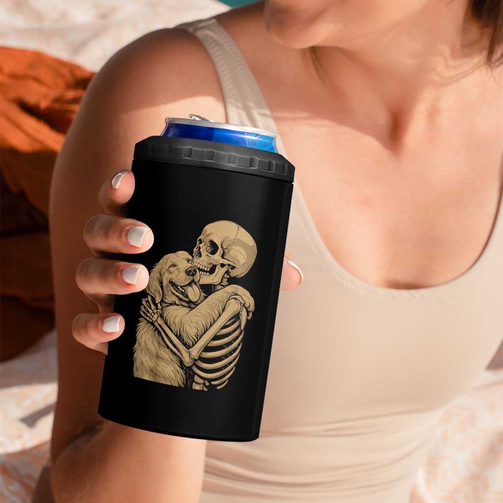 Skeleton Hugging Dog Halloween Dog Lover 4 in 1 Can Cooler Tumbler - Wonder Print Shop