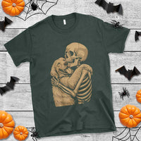 Skeleton Hugging Dog Halloween Dog Lover T Shirt - Wonder Print Shop