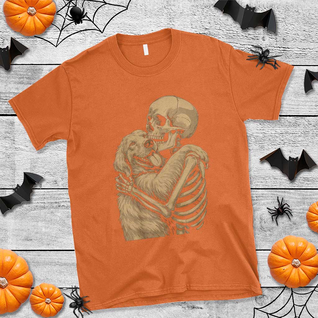 Skeleton Hugging Dog Halloween Dog Lover T Shirt - Wonder Print Shop