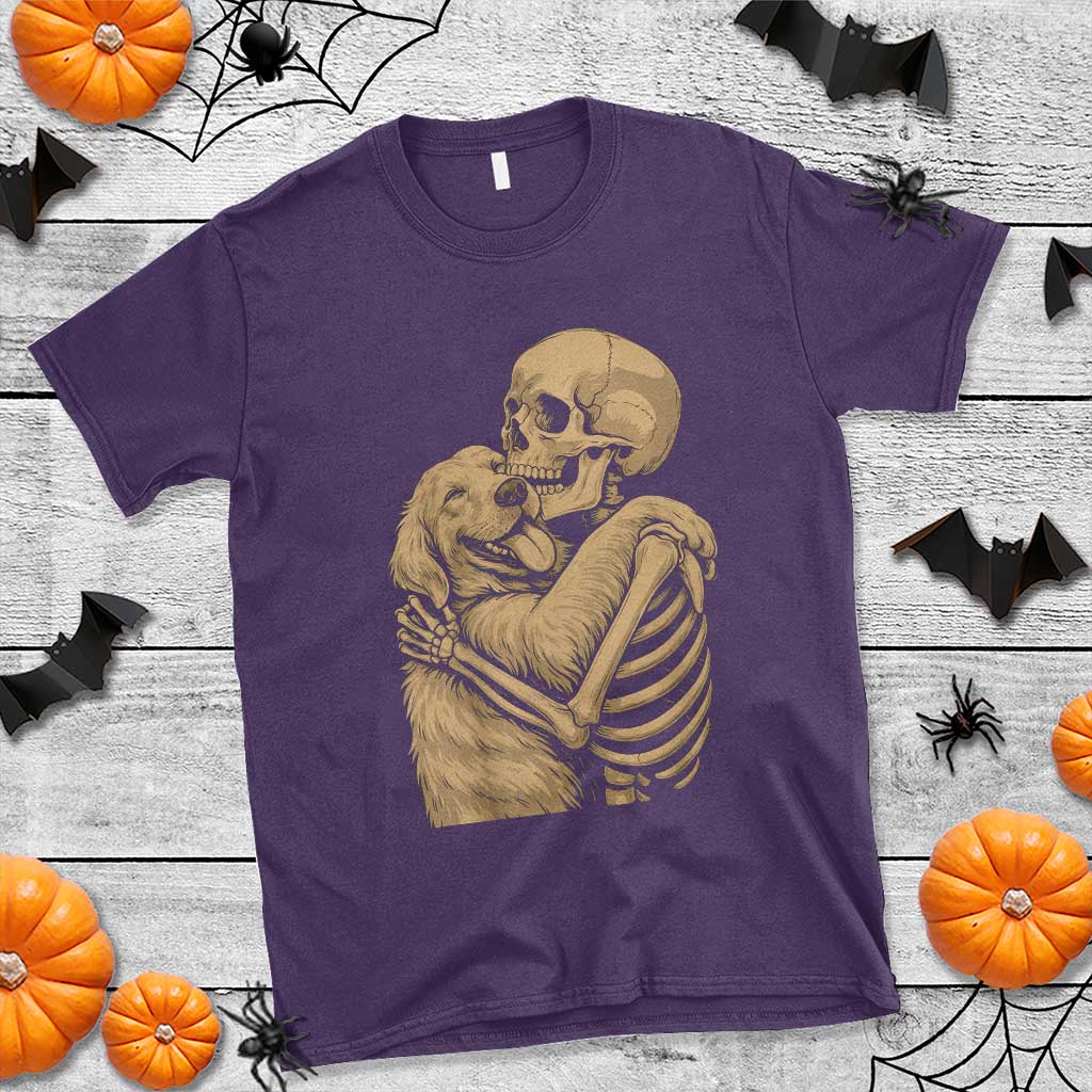 Skeleton Hugging Dog Halloween Dog Lover T Shirt - Wonder Print Shop