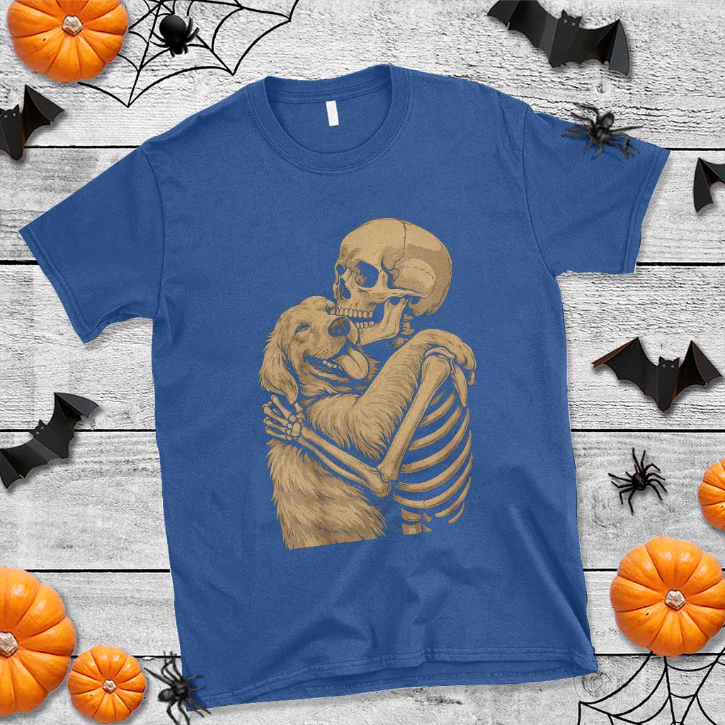 Skeleton Hugging Dog Halloween Dog Lover T Shirt - Wonder Print Shop