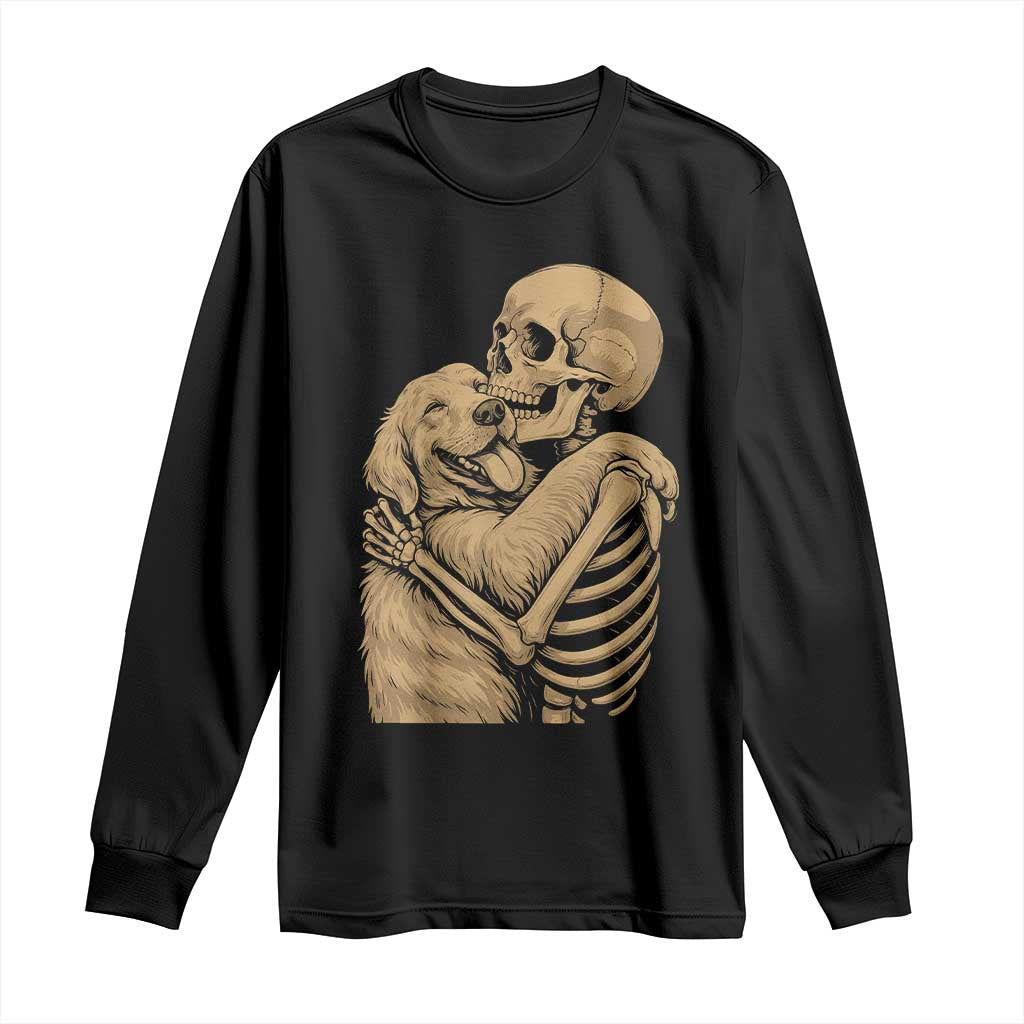 Skeleton Hugging Dog Halloween Dog Lover Long Sleeve Shirt - Wonder Print Shop