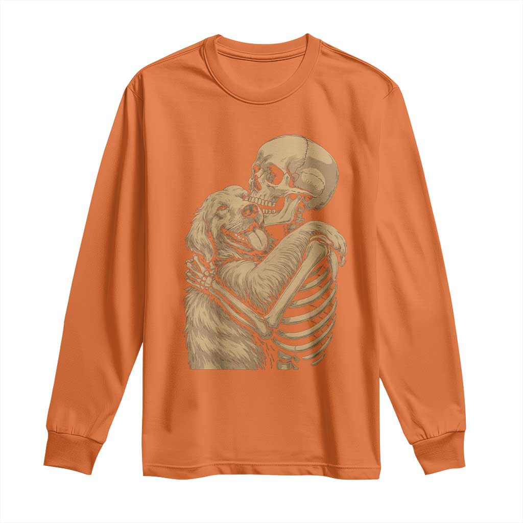 Skeleton Hugging Dog Halloween Dog Lover Long Sleeve Shirt - Wonder Print Shop