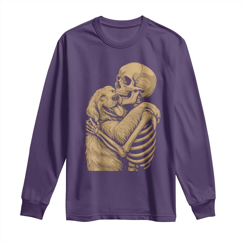 Skeleton Hugging Dog Halloween Dog Lover Long Sleeve Shirt - Wonder Print Shop