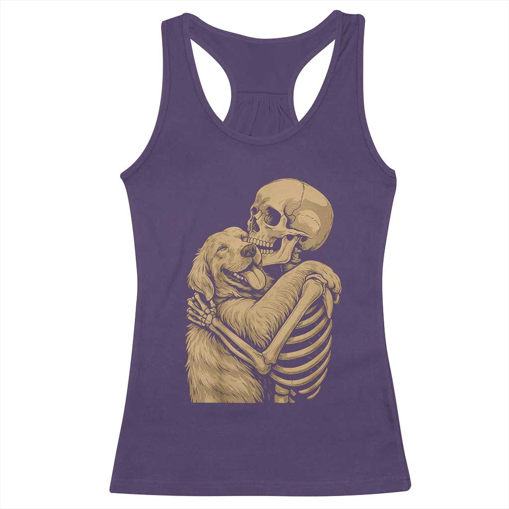 Skeleton Hugging Dog Halloween Dog Lover Racerback Tank Top - Wonder Print Shop