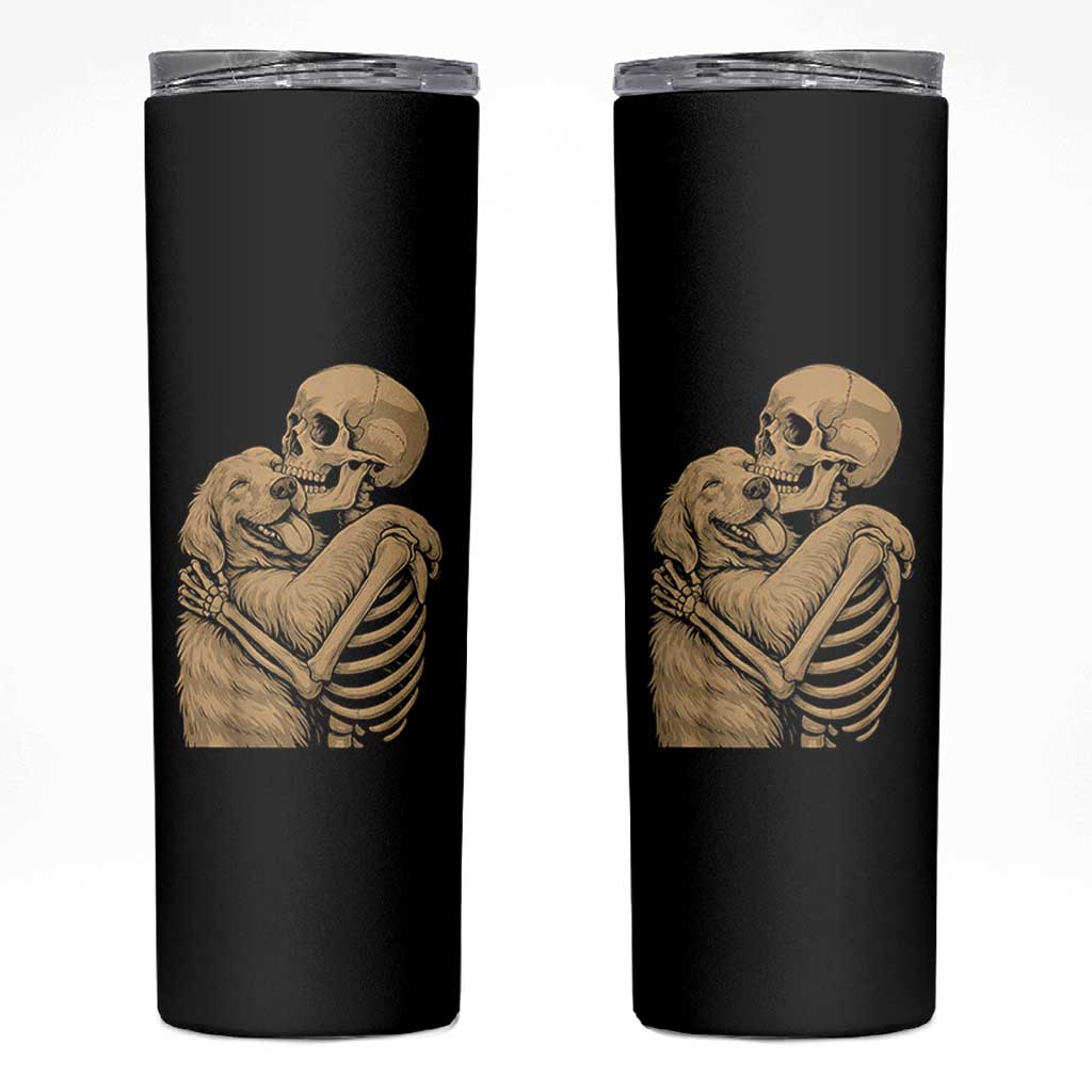 Skeleton Hugging Dog Halloween Dog Lover Skinny Tumbler - Wonder Print Shop