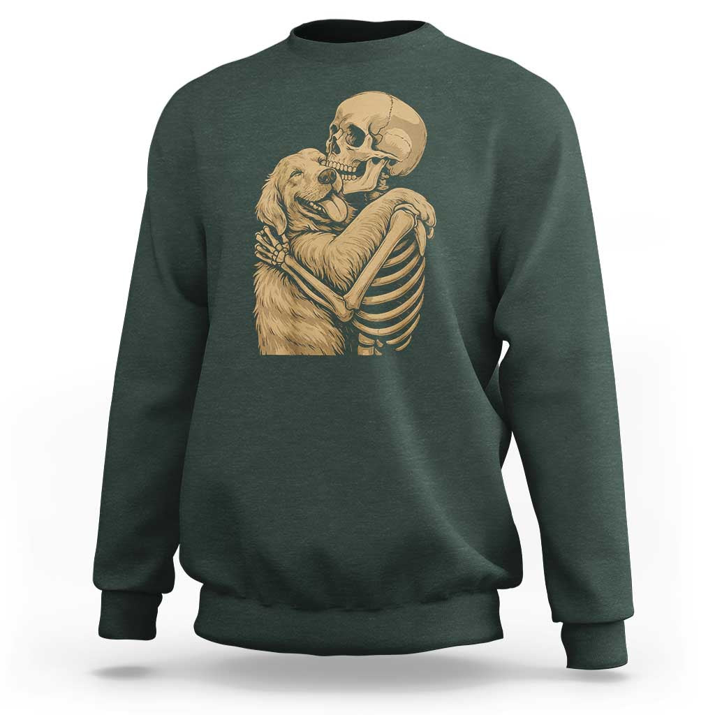 Skeleton Hugging Dog Halloween Dog Lover Sweatshirt - Wonder Print Shop