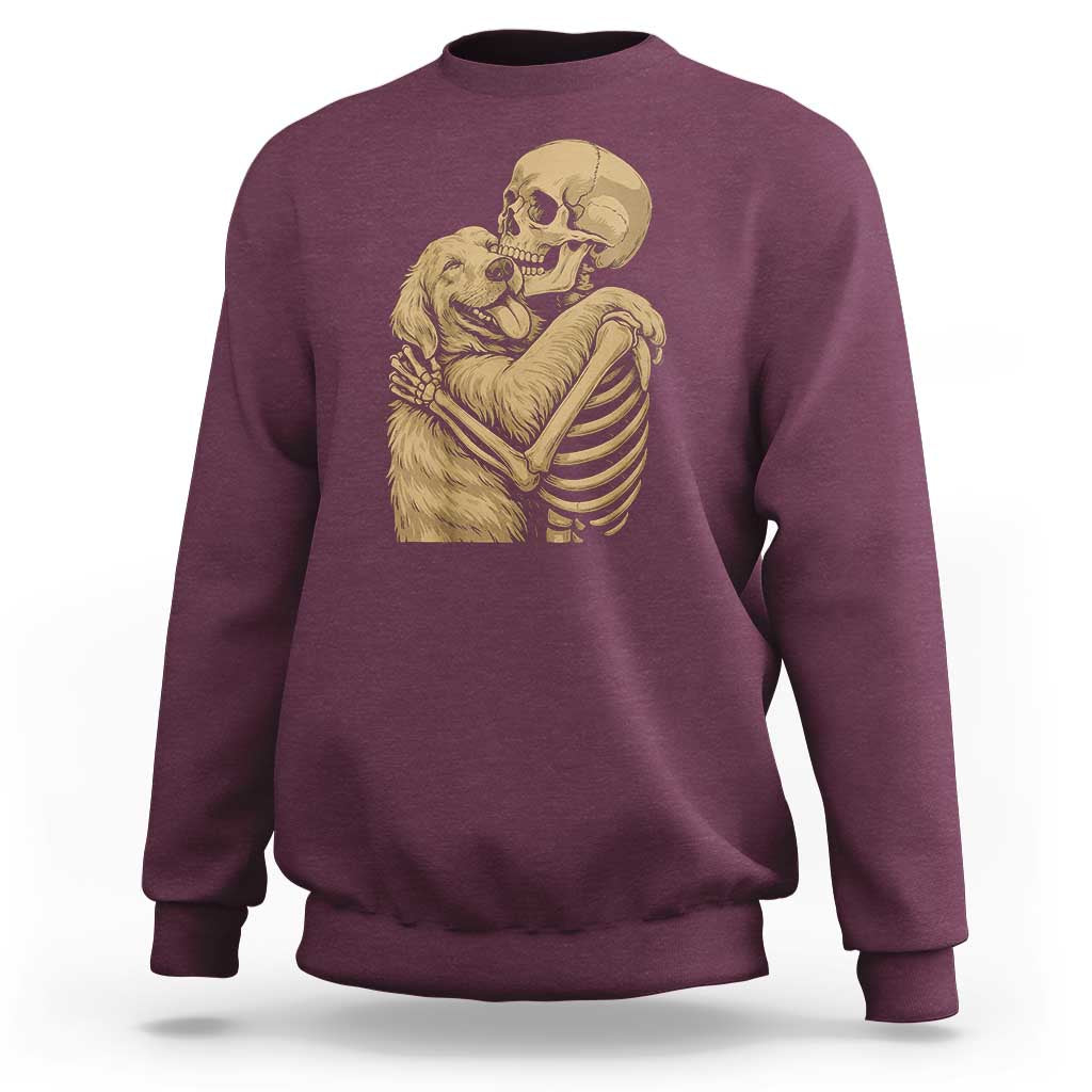 Skeleton Hugging Dog Halloween Dog Lover Sweatshirt - Wonder Print Shop