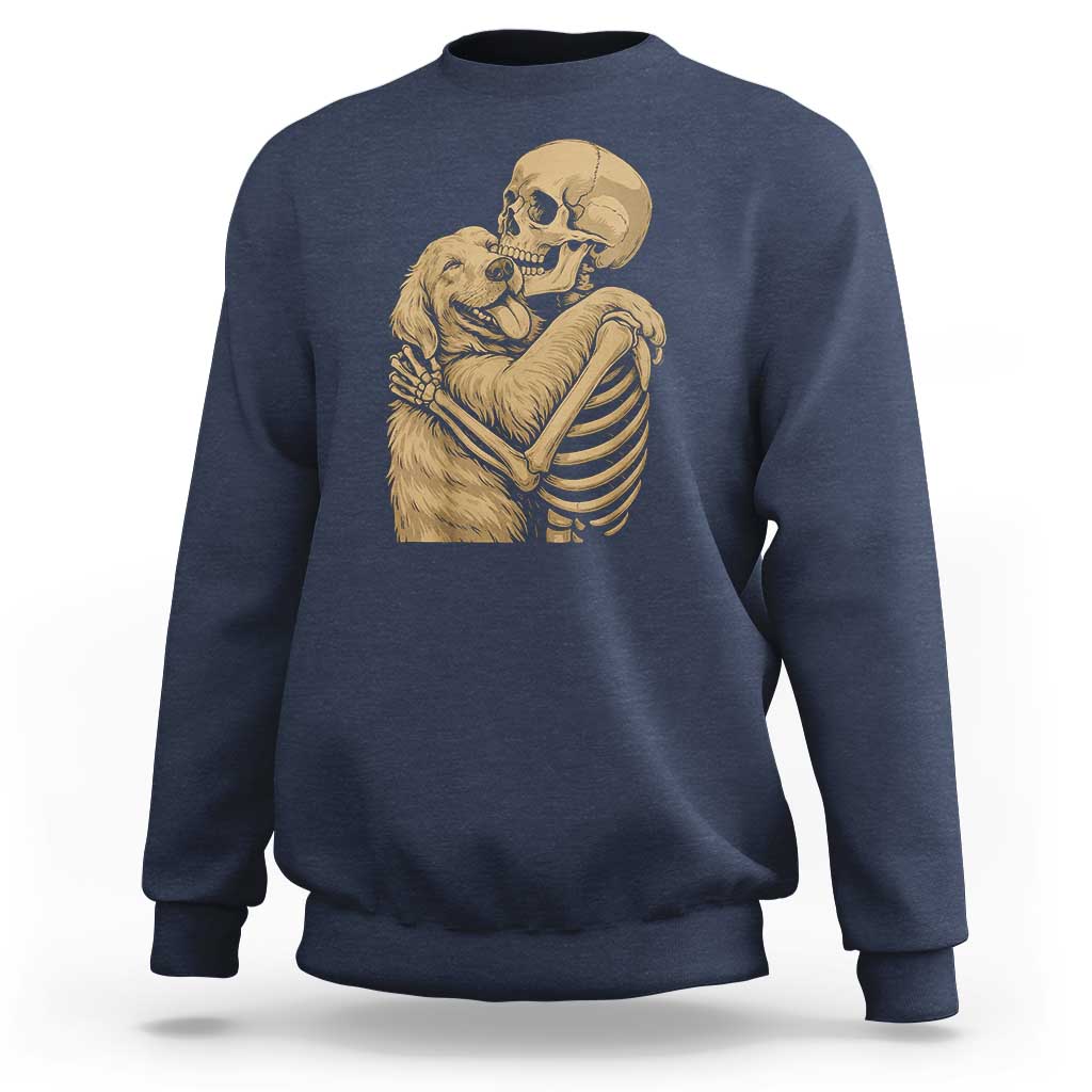 Skeleton Hugging Dog Halloween Dog Lover Sweatshirt - Wonder Print Shop