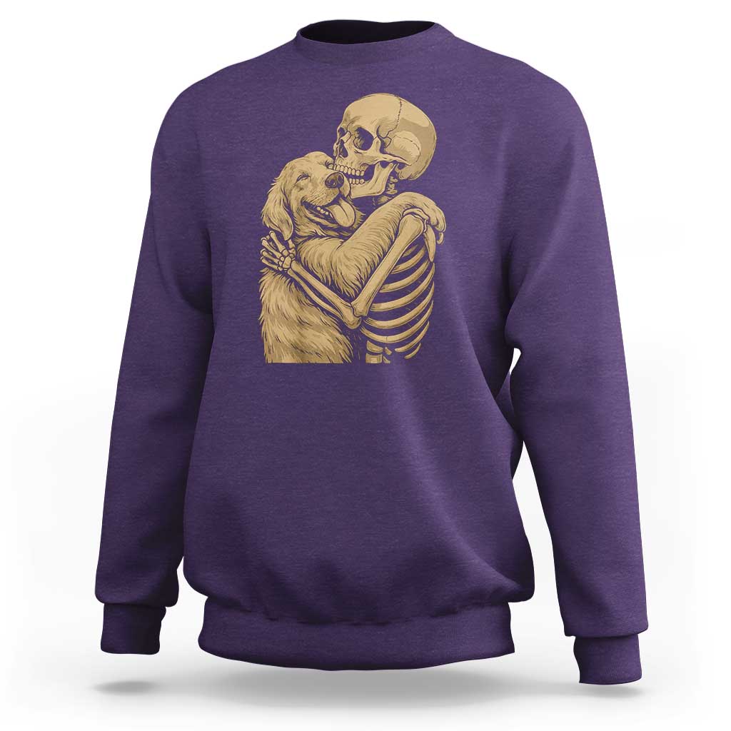 Skeleton Hugging Dog Halloween Dog Lover Sweatshirt - Wonder Print Shop