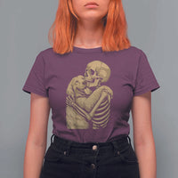 Skeleton Hugging Dog Halloween Dog Lover T Shirt For Women - Wonder Print Shop