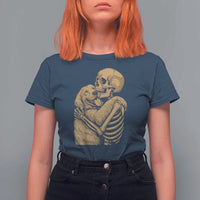 Skeleton Hugging Dog Halloween Dog Lover T Shirt For Women - Wonder Print Shop