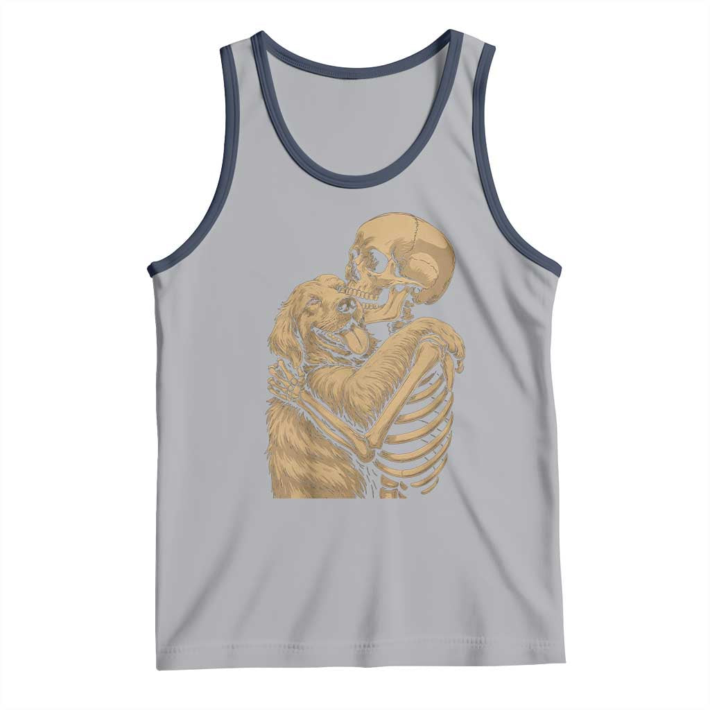 Skeleton Hugging Dog Halloween Dog Lover Tank Top - Wonder Print Shop