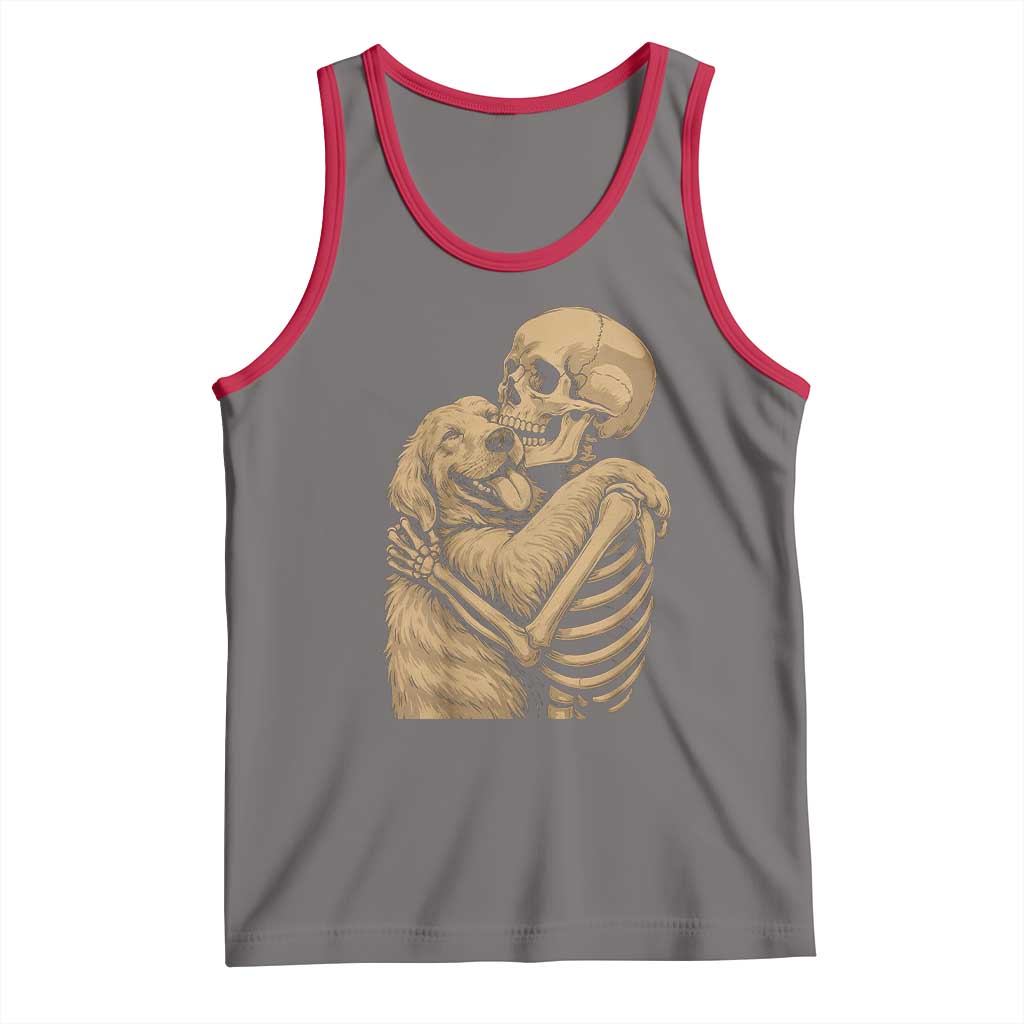 Skeleton Hugging Dog Halloween Dog Lover Tank Top - Wonder Print Shop