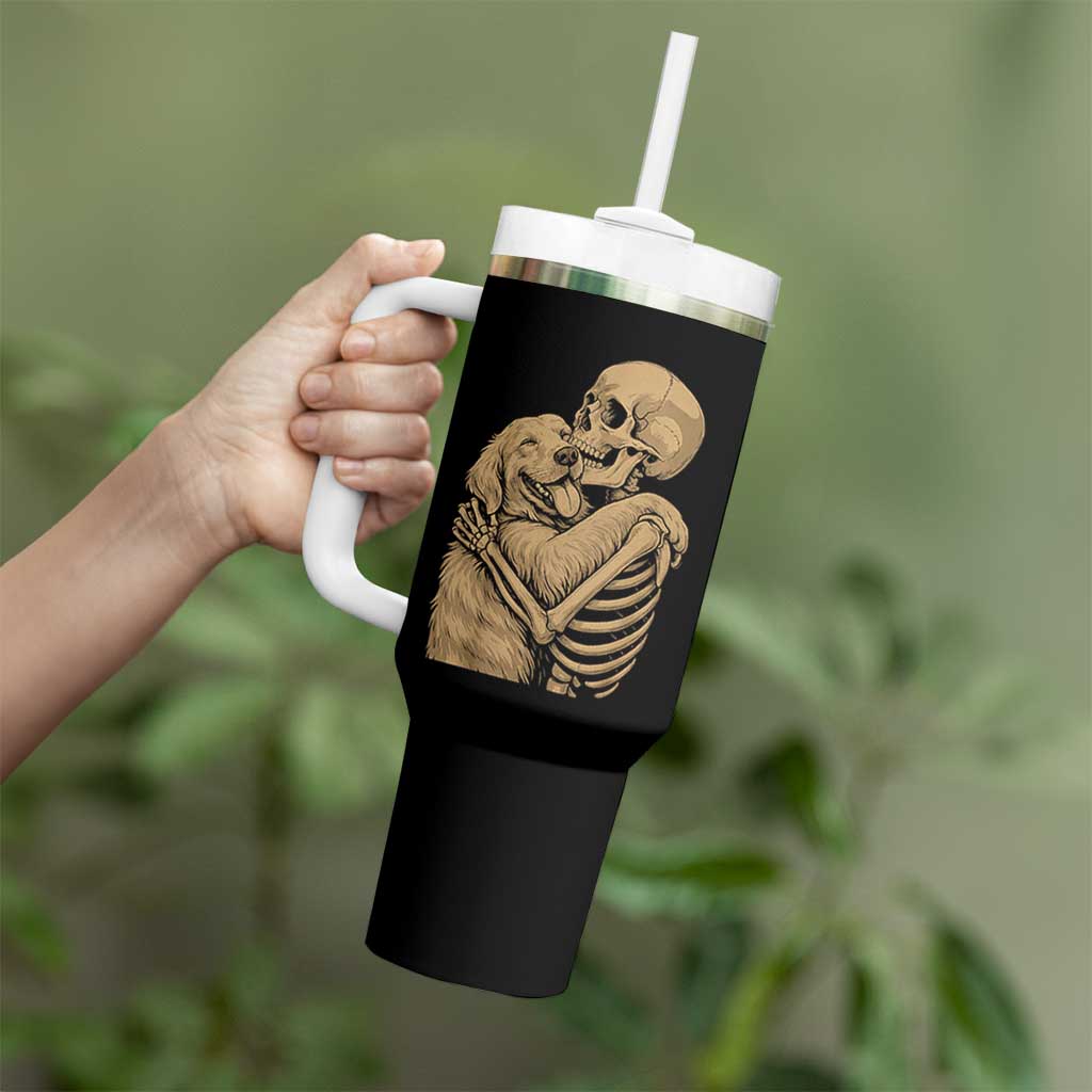 Skeleton Hugging Dog Halloween Dog Lover Tumbler With Handle - Wonder Print Shop