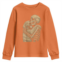 Skeleton Hugging Dog Halloween Dog Lover Youth Sweatshirt - Wonder Print Shop