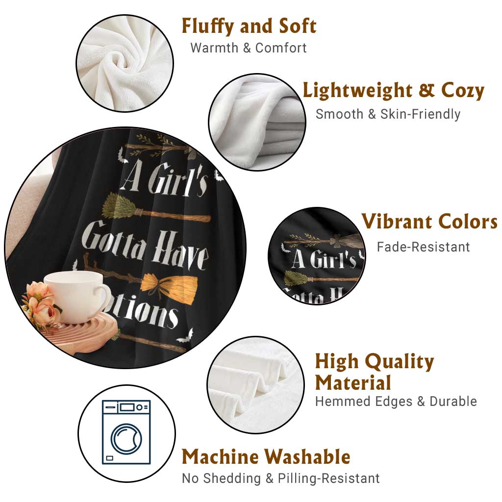 Funny A Girl's Gotta Have Options Throw Blanket Broom Witches Halloween - Wonder Print Shop