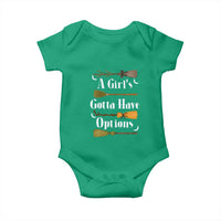 Funny A Girl's Gotta Have Options Baby Onesie Broom Witches Halloween - Wonder Print Shop