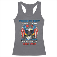 Too Old To Fight Too Slow To Run But I Can Still Shoot Pretty Darn Good Racerback Tank Top Bald Eagle - Wonder Print Shop