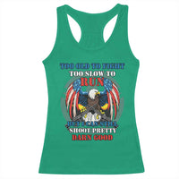 Too Old To Fight Too Slow To Run But I Can Still Shoot Pretty Darn Good Racerback Tank Top Bald Eagle - Wonder Print Shop