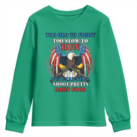 Too Old To Fight Too Slow To Run But I Can Still Shoot Pretty Darn Good Youth Sweatshirt Bald Eagle - Wonder Print Shop