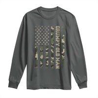 Funny Grumpy Old Man Long Sleeve Shirt Vintage Camo American Flag Fathers Day - Wonder Print Shop