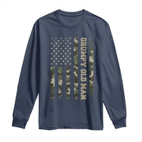 Funny Grumpy Old Man Long Sleeve Shirt Vintage Camo American Flag Fathers Day - Wonder Print Shop