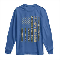 Funny Grumpy Old Man Long Sleeve Shirt Vintage Camo American Flag Fathers Day - Wonder Print Shop