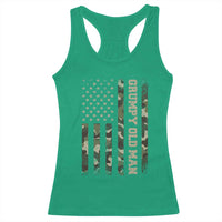 Funny Grumpy Old Man Racerback Tank Top Vintage Camo American Flag Fathers Day - Wonder Print Shop