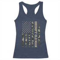 Funny Grumpy Old Man Racerback Tank Top Vintage Camo American Flag Fathers Day - Wonder Print Shop