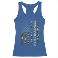 Funny Grumpy Old Man Racerback Tank Top Vintage Camo American Flag Fathers Day - Wonder Print Shop