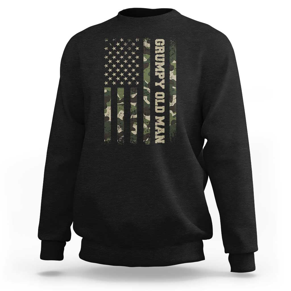Funny Grumpy Old Man Sweatshirt Vintage Camo American Flag Fathers Day - Wonder Print Shop