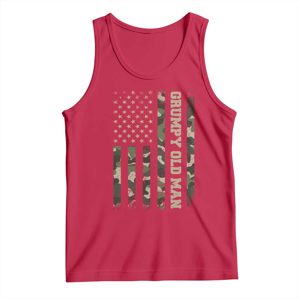 Funny Grumpy Old Man Tank Top Vintage Camo American Flag Fathers Day - Wonder Print Shop