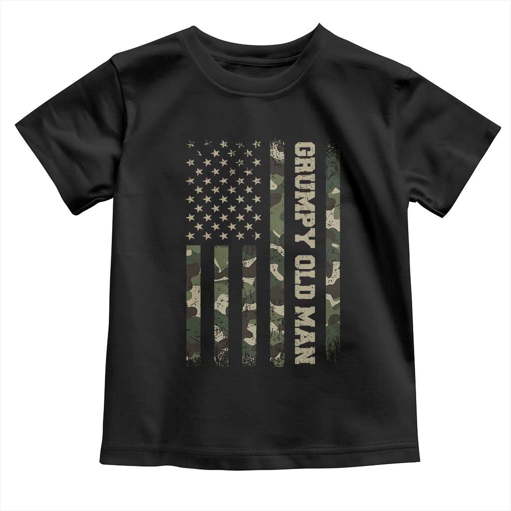Funny Grumpy Old Man Toddler T Shirt Vintage Camo American Flag Fathers Day - Wonder Print Shop
