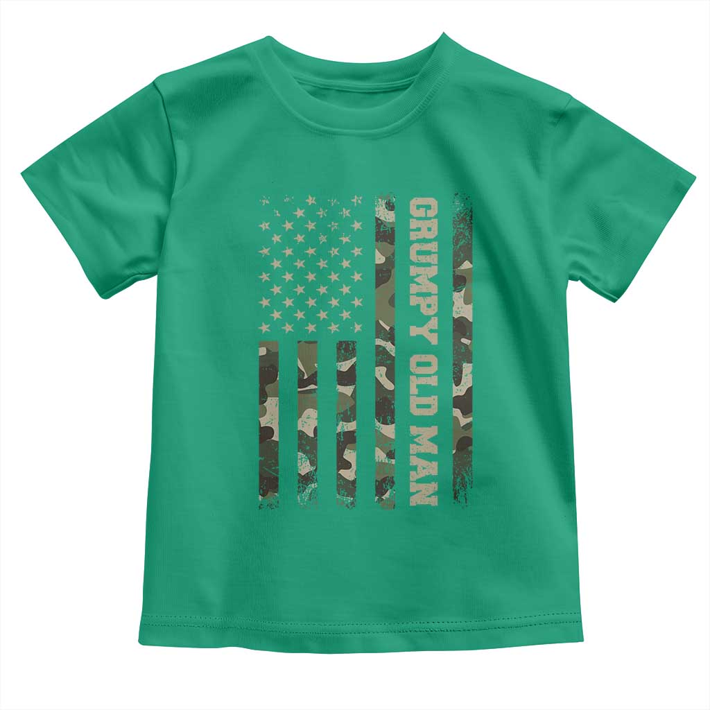 Funny Grumpy Old Man Toddler T Shirt Vintage Camo American Flag Fathers Day - Wonder Print Shop