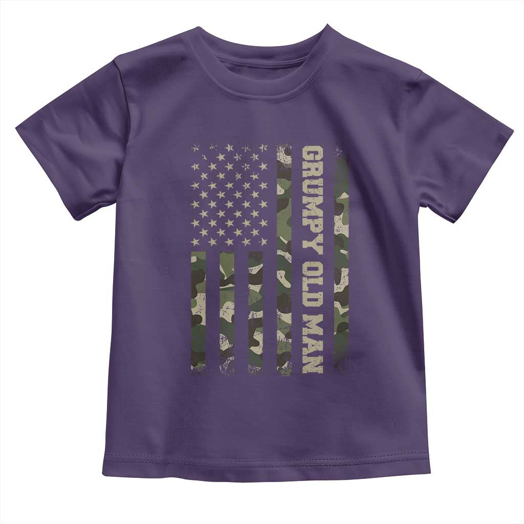 Funny Grumpy Old Man Toddler T Shirt Vintage Camo American Flag Fathers Day - Wonder Print Shop