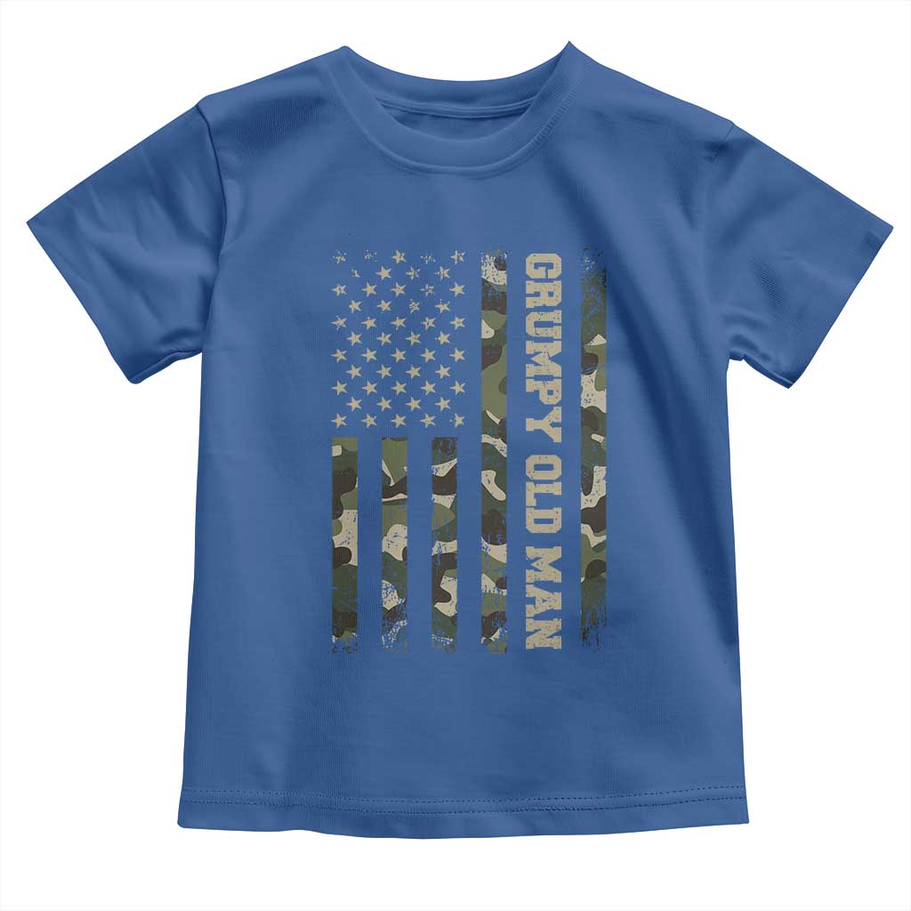 Funny Grumpy Old Man Toddler T Shirt Vintage Camo American Flag Fathers Day - Wonder Print Shop