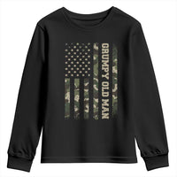 Funny Grumpy Old Man Youth Sweatshirt Vintage Camo American Flag Fathers Day - Wonder Print Shop