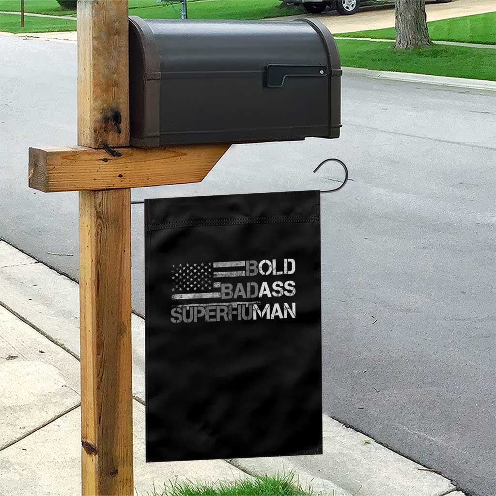 Funny Bold Badass Superhuman Garden Flag Vintage American Flag Fathers Day - Wonder Print Shop
