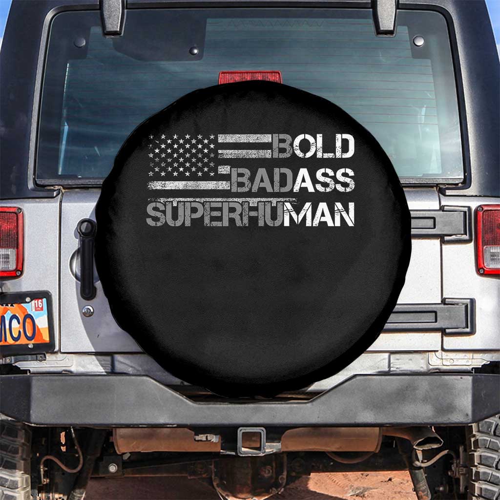 Funny Bold Badass Superhuman Spare Tire Cover Vintage American Flag Fathers Day - Wonder Print Shop