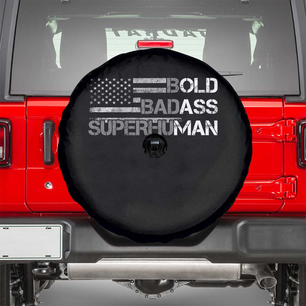 Funny Bold Badass Superhuman Spare Tire Cover Vintage American Flag Fathers Day - Wonder Print Shop