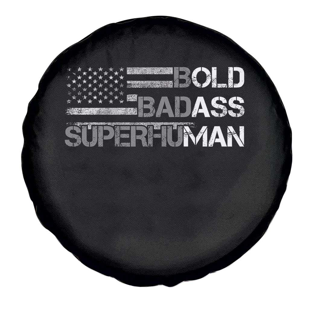 Funny Bold Badass Superhuman Spare Tire Cover Vintage American Flag Fathers Day - Wonder Print Shop